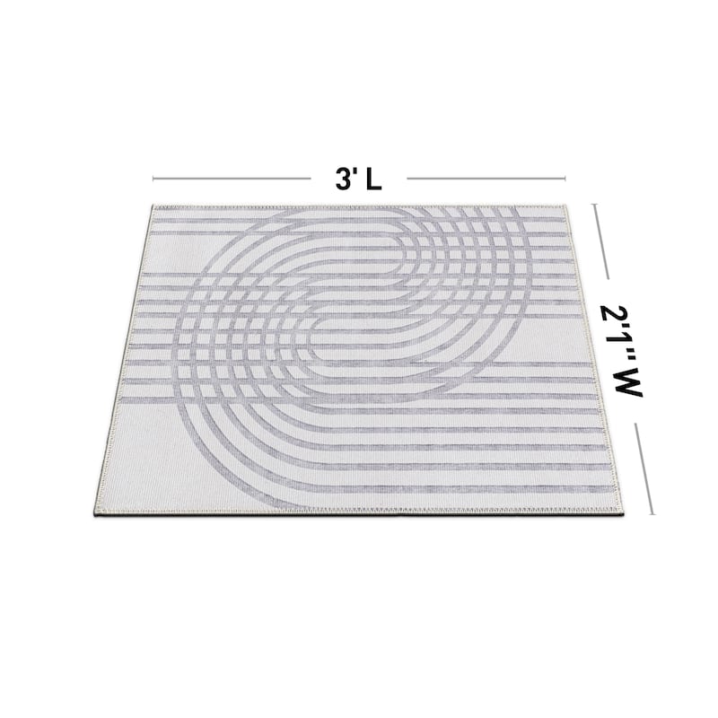 Contemporary Lines Machine Washable Area Rug