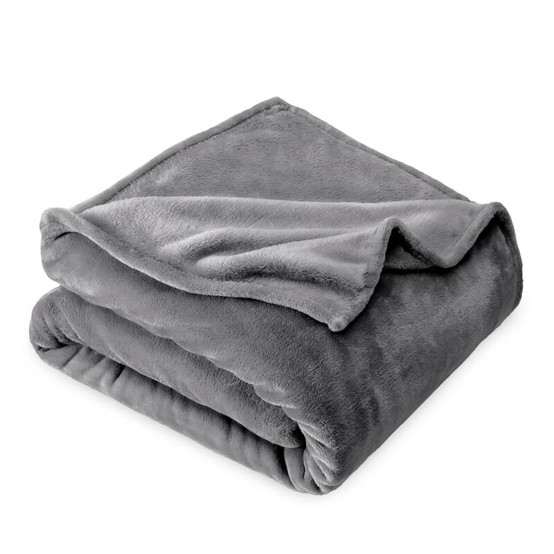 Bare Home Microplush Fleece Blanket - Ultra-Soft - Cozy Fuzzy Warm - King - Grey