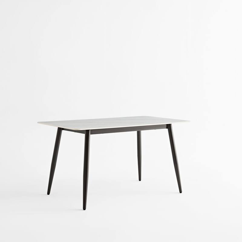 Rectangular Table, Ceramic Tabletop Dining Table with Strong Metal Base 1.4M