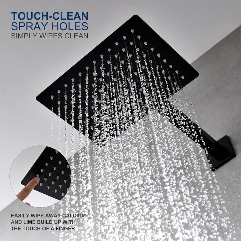 PROOX Wall Mount Square Shower Trim Kit with Single-Spray Shower Head