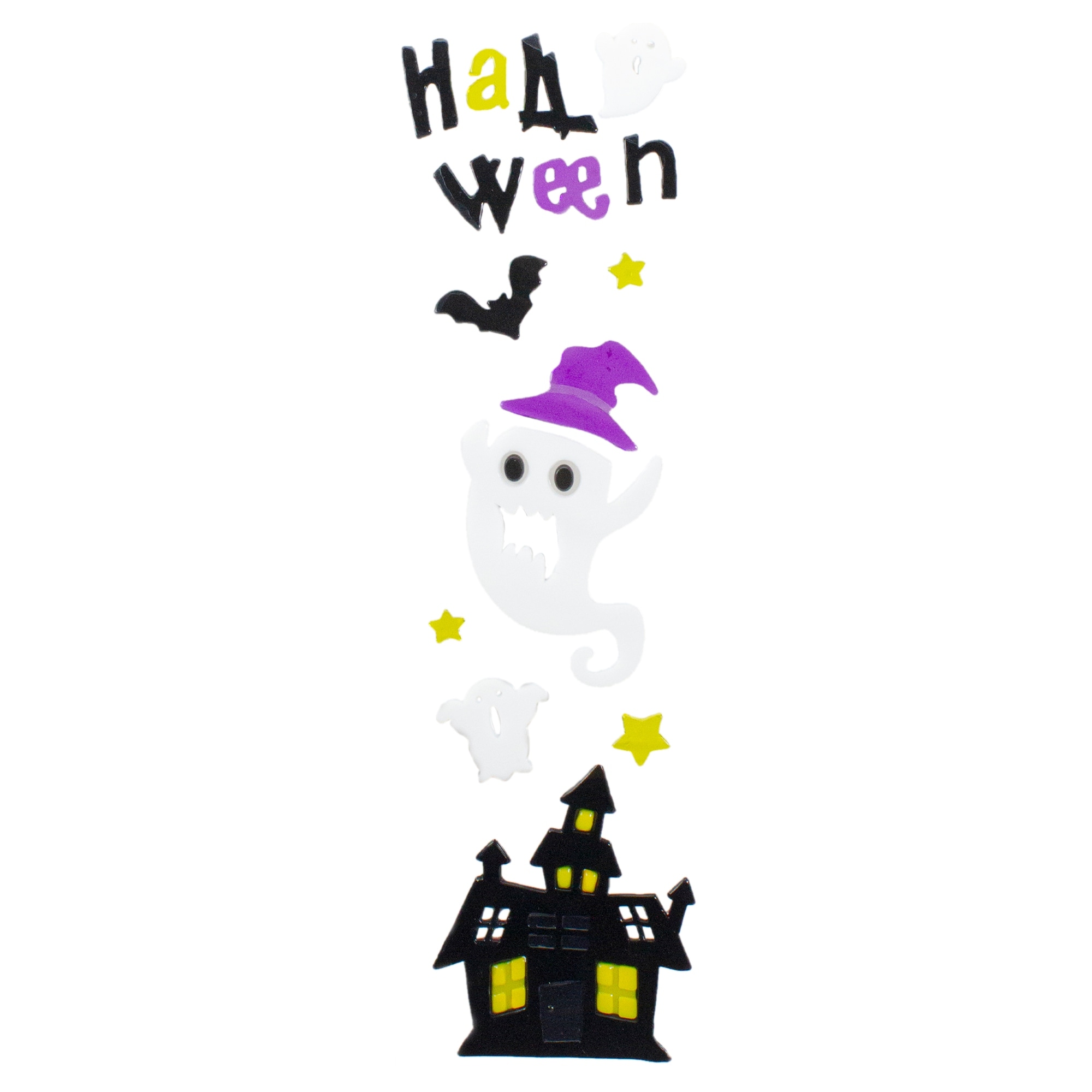 15-Piece Purple and Black Haunted House Halloween Gel Window Clings