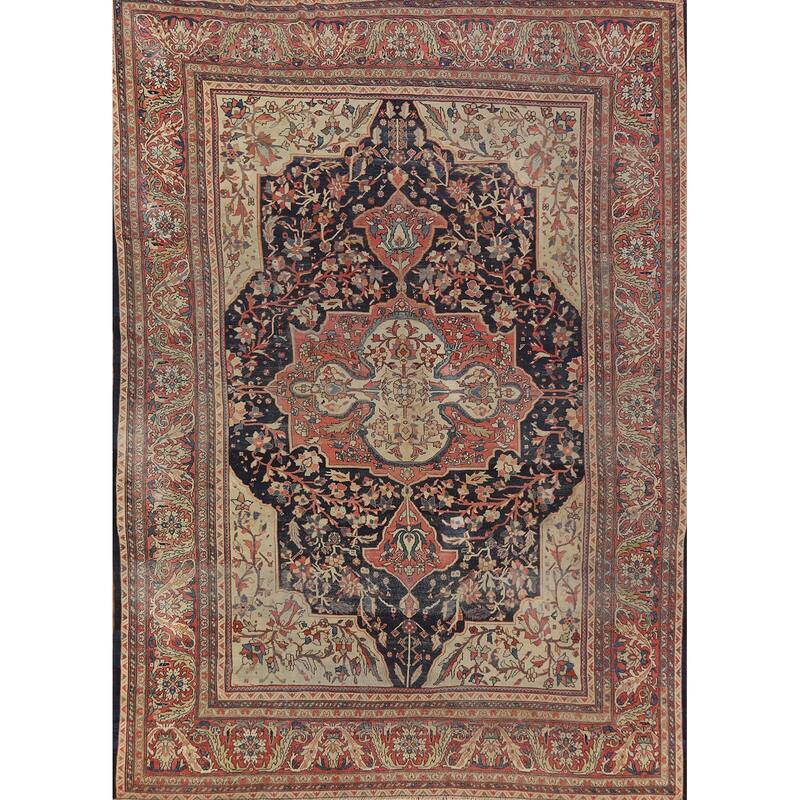 Vegetable Dye Sarouk Farahan Persian Area Rug Handmade Wool Carpet - 8'7" x 11'5"