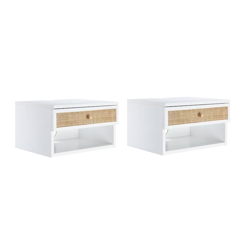 Nathan James Jackson Modern Floating Bedroom Nightstand with Storage Drawer and Open Shelf Cubby