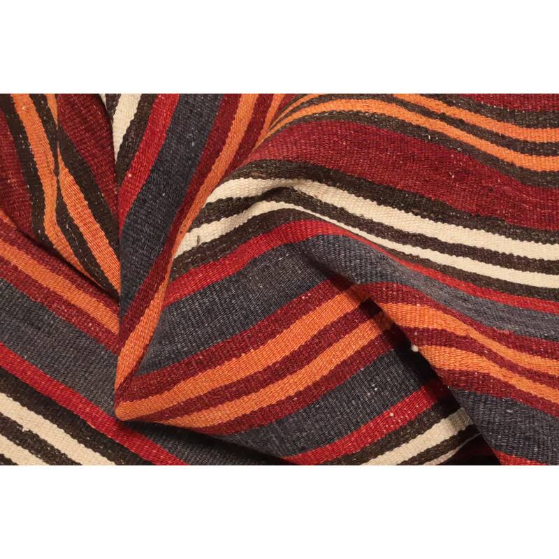 Hand Woven Oriental 100% Wool Carpet Southwestern Geometric Multi-Colored Kilim Area Rug - 8' 5'' X 4' 7''