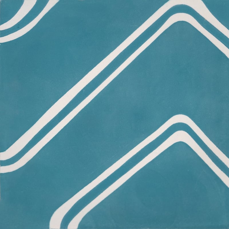 Handmade Chawen Teal/White Tile, Pack of 12 (Morocco)