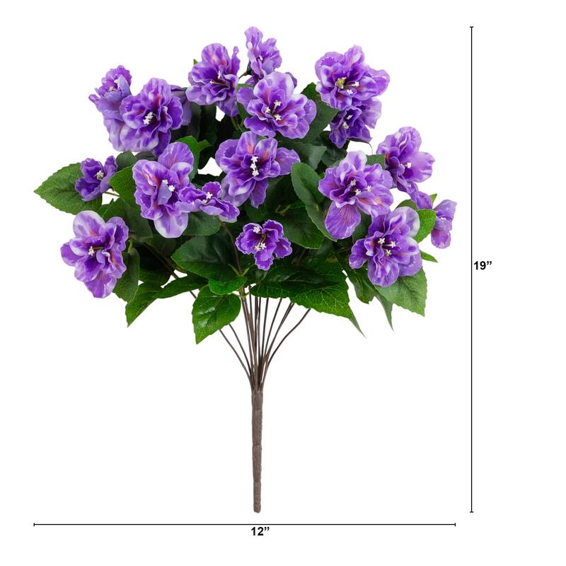 19-in UV Resistant Artificial Azalea Bush (Indoor/Outdoor) - Set of 3
