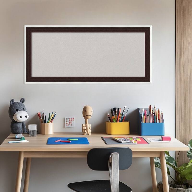 Maya Espresso Silver Framed Cork Board - Bulletin Board, Organization Board, Pin Board