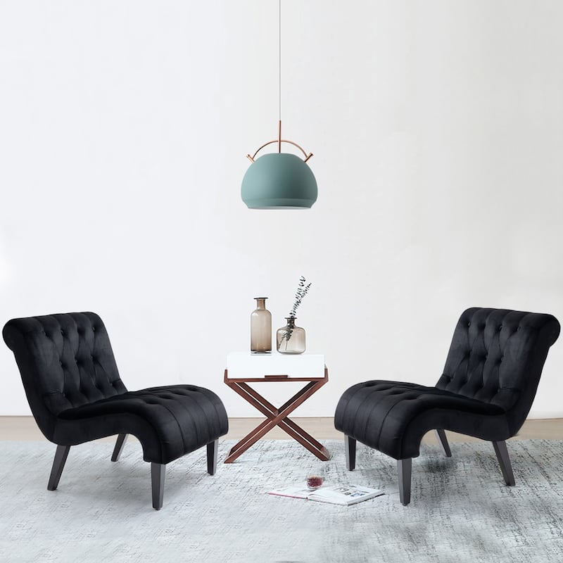 AVAWING Set of 2 Armless Accent Upholstered Lounge Chair - Black