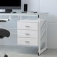 preview thumbnail 5 of 10, White Computer Desk with Frosted Glass Top and Three Drawer Pedestal