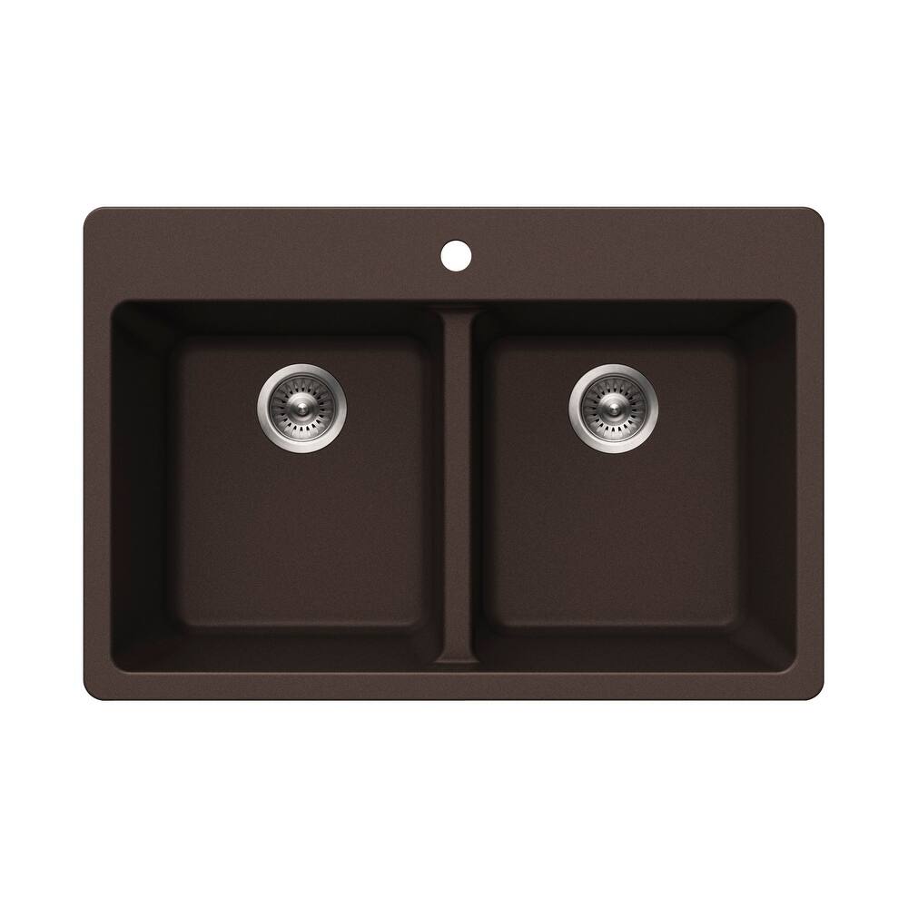 Houzer M-300 Quartztone 33" Drop In Double Basin Granite Composite