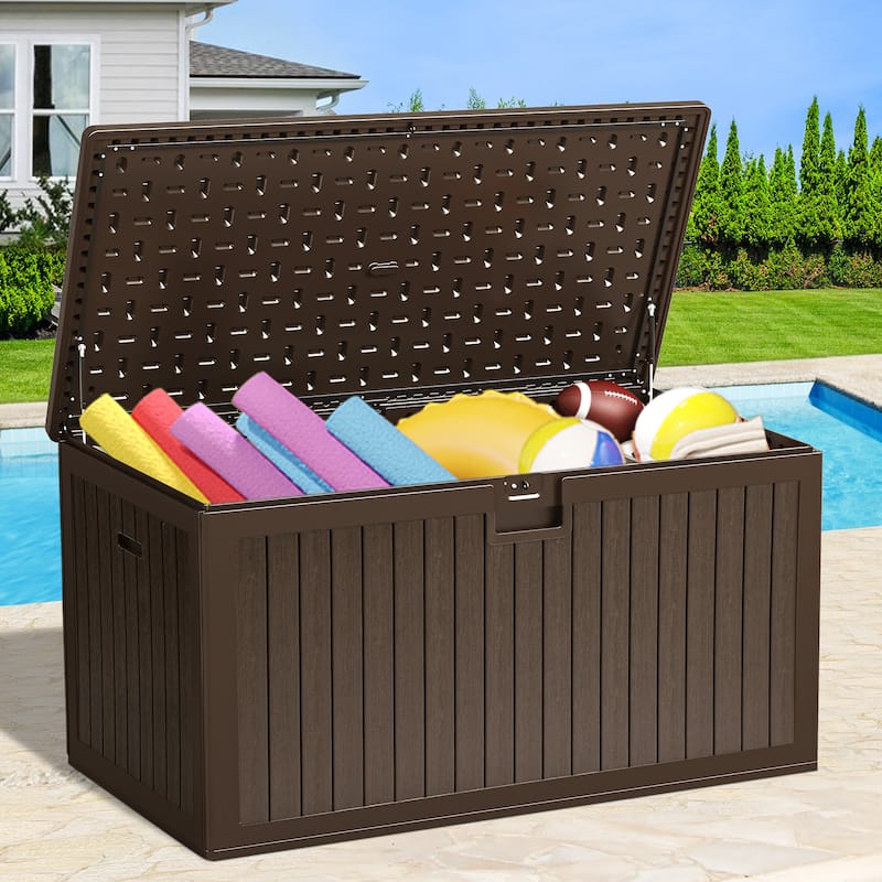 90-230 Gallons Large Resin Water Resistant Lockable Deck Box