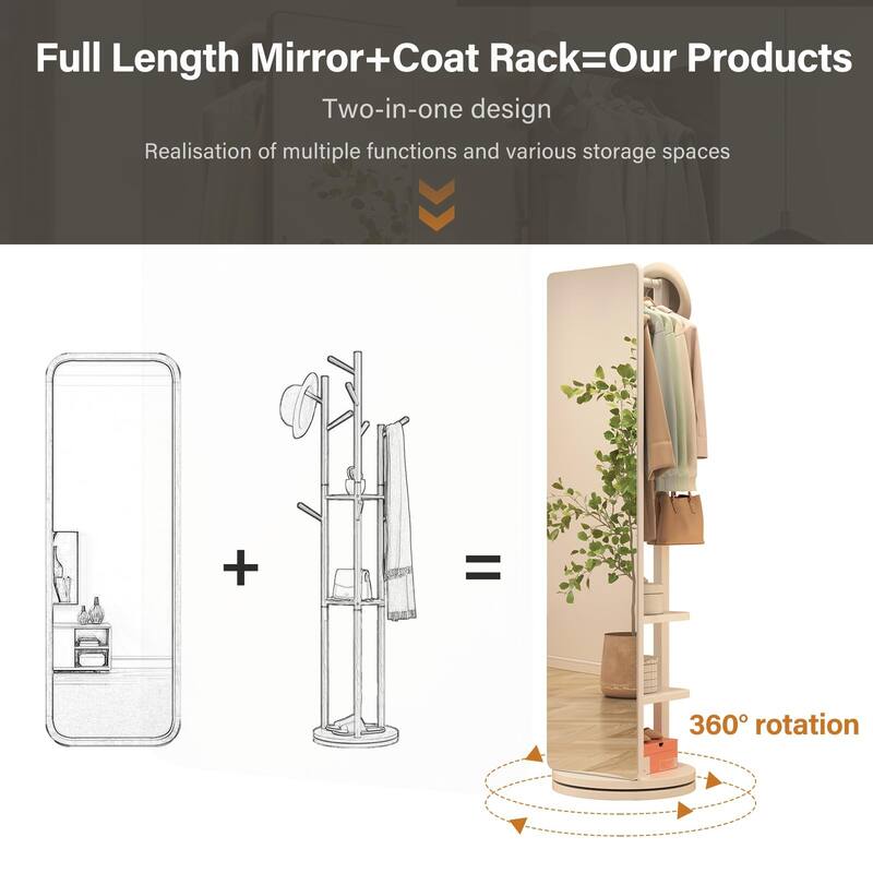 Versatile Full-Length Mirror with Practical Hanger - White