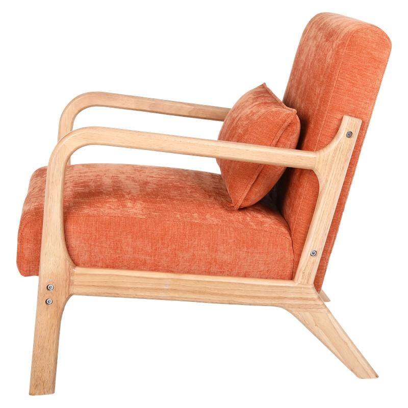 Mid-Century Modern Accent Chair with Solid Wood Frame and Detachable Lumbar Pillow for Living Room or Bedroom