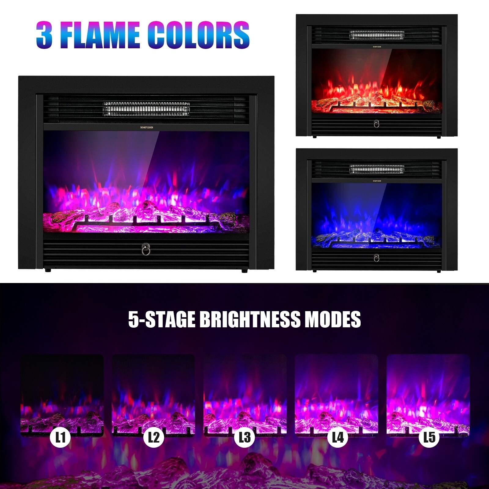28.5 inch Recessed Mounted Standing Fireplace Heater with 3 Flame Option -  28.5 x 6 x 21 (L x W x H) - Bed Bath u0026 Beyond - 34510051