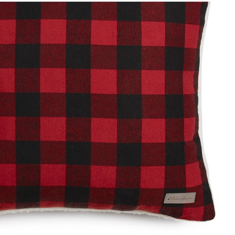 Eddie Bauer Cabin Plaid Red Sherpa Throw and Pillow Set