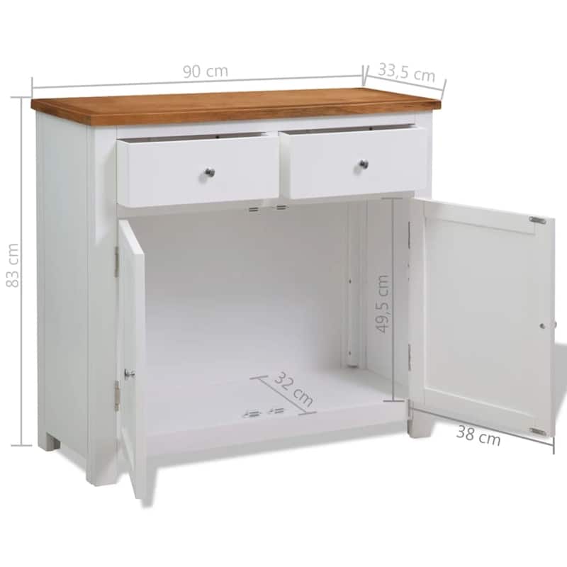 vidaXL Sideboard Bar Buffet Cabinet for Kitchen Dining Room Solid Wood Oak - 35.4"x13.2"x32.7" (W x D x H)