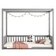 preview thumbnail 29 of 32, Full Size Pine Wood Canopy Frame Floor Bed with Fence and Guardrails for Bedroom