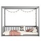 preview thumbnail 59 of 62, Pine Wood Canopy Frame Floor Bed with Fence and Guardrails for Bedroom