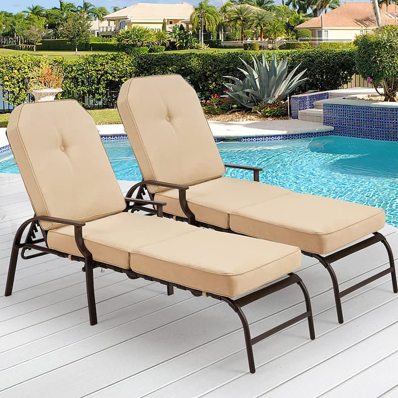 AECOJOY adjustable Outdoor Chaise Patio Lounge Chair (Set of 2)