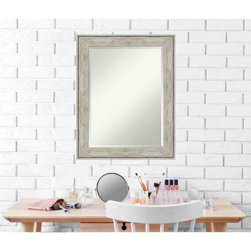 Beveled Wall Mirror - Crackled Metallic Frame - Crackled Metallic