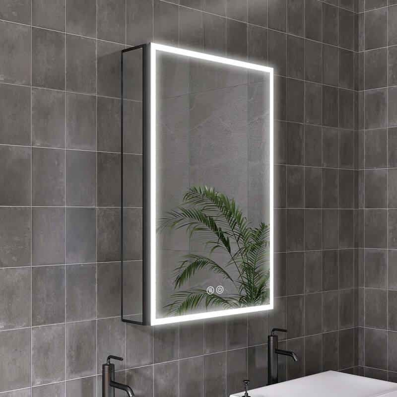 20" x 30" Lighted Recessed Medicine Cabinet with Mirror and Electrical Outlet