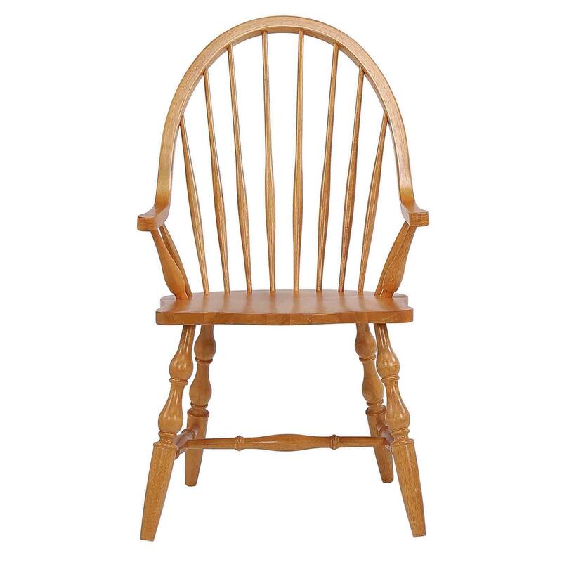 Distressed Windsor Style Dining Arm Chair - 41" - Light Brown