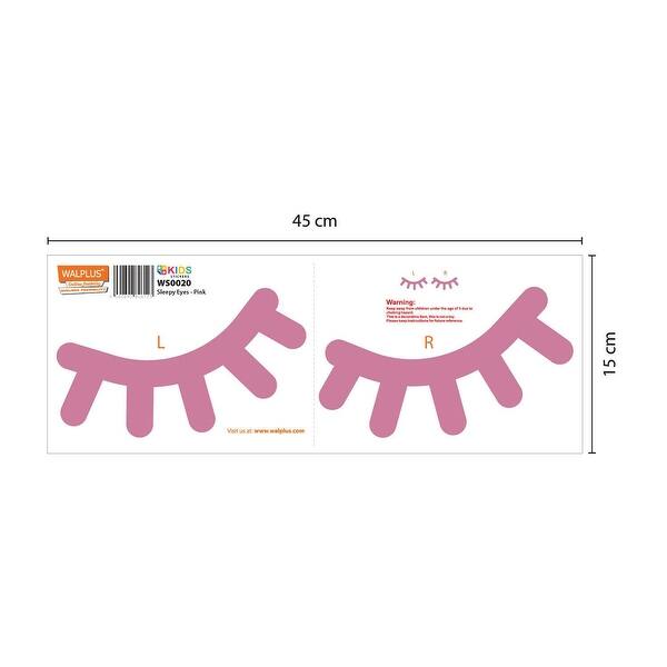 dimension image slide 0 of 2, Walplus Pink Sleepy Eyes Cute Eyelashes Wall Sticker Nursery Decor