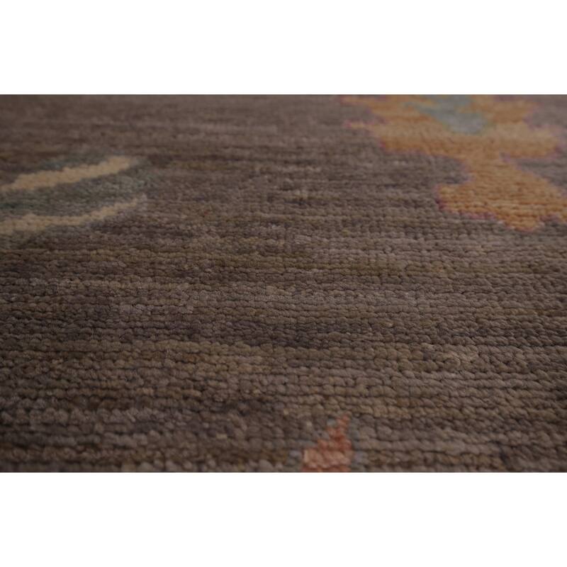 All-Over Gray Oushak Vegetable Dye Area Rug Handmade Wool Carpet - 9'0" x 11'11"