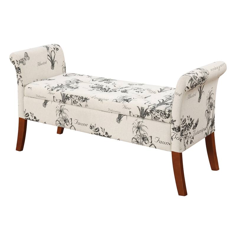Convenience Concepts Designs4Comfort Garbo Entryway Storage Bench - Botanical Print Canvas