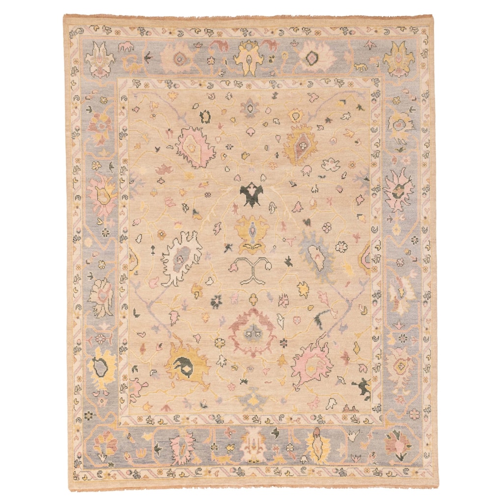 ECARPETGALLERY Hand-knotted Modern Oushak Beige Wool Rug - 7'10 x 9'9