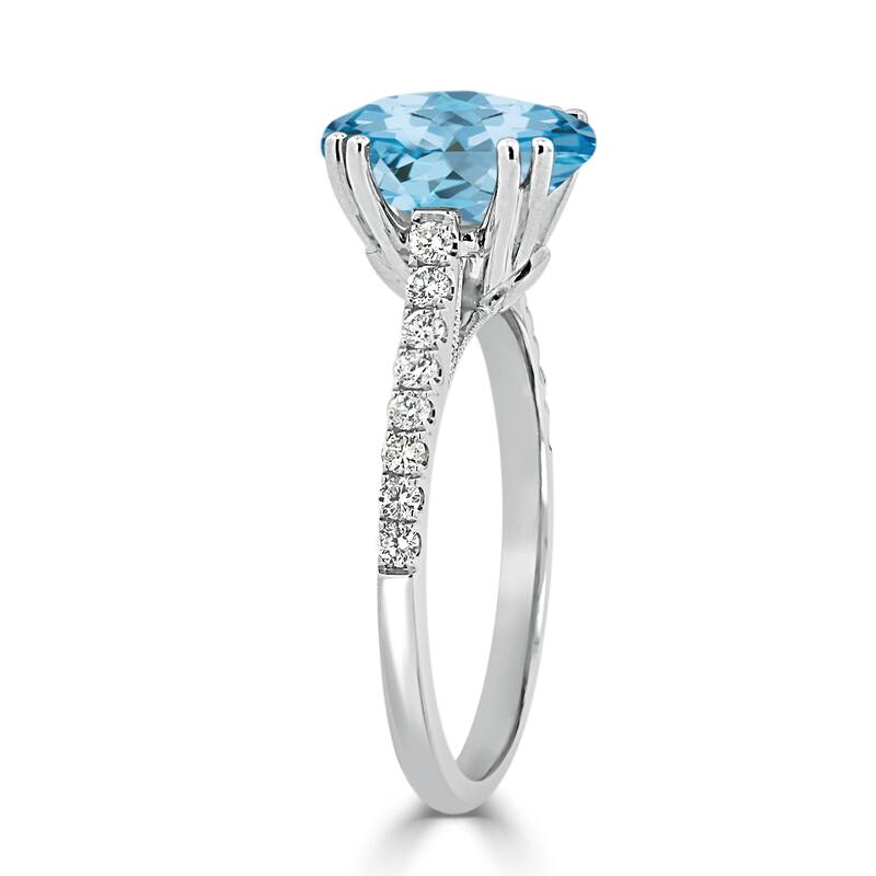 Auriya 2 3/4ct Fancy Oval Sky Blue Topaz and Diamond Engagement Ring 1/4ctw 14k Gold
