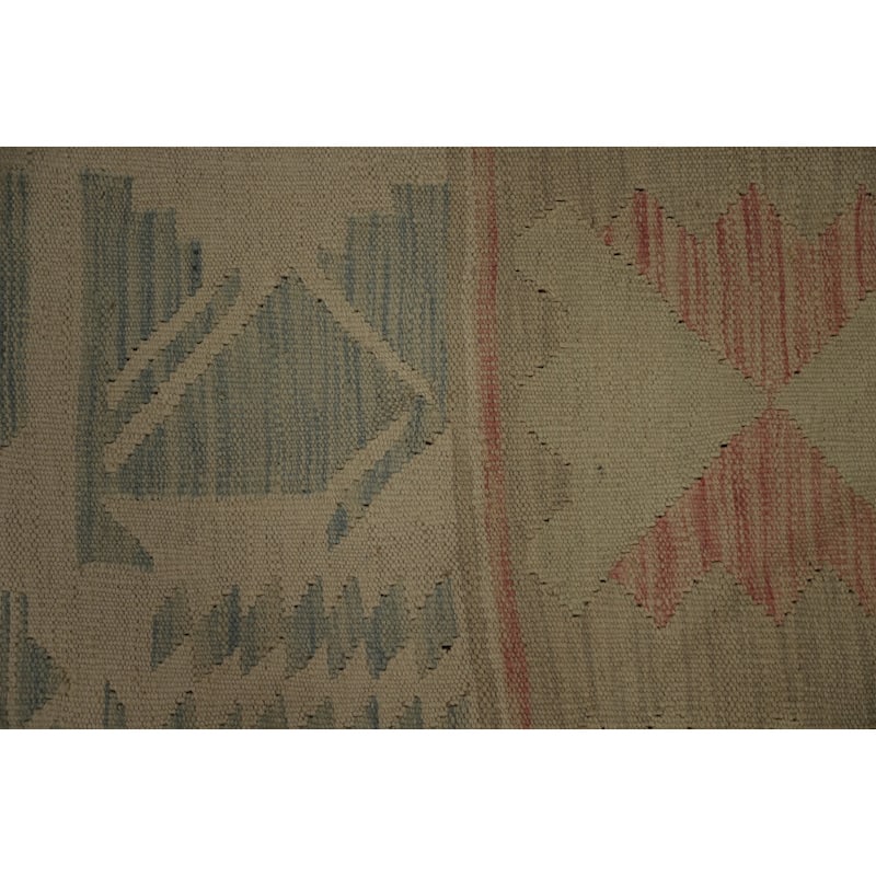 Hand Woven Oriental 100% Wool Carpet Southwestern Tribal Beige & Ivories Kilim Area Rug - 8' 11'' X 5' 10''