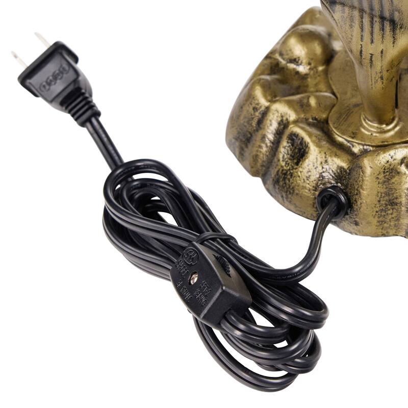 21.75-inch Antique Brass and Mercury Glass 3 Lily Uplight Accent Lamp - 11" x 10.5" x 21.75"