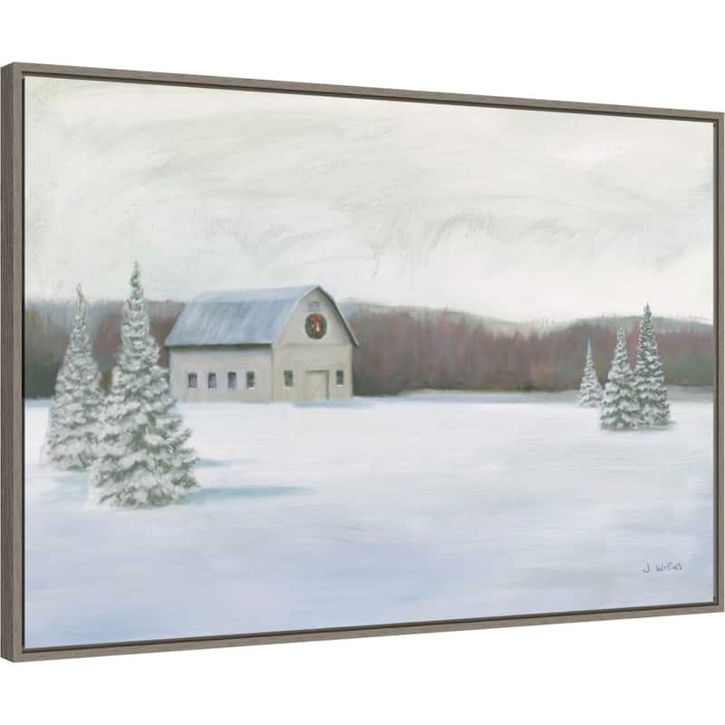 Holiday Winter Barn by James Wiens Framed Canvas Wall Art Print