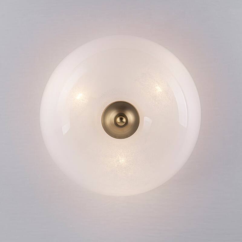 Mid-Century Modern 3-Light Round Opal Glass Semi Flush Mount 14.8in