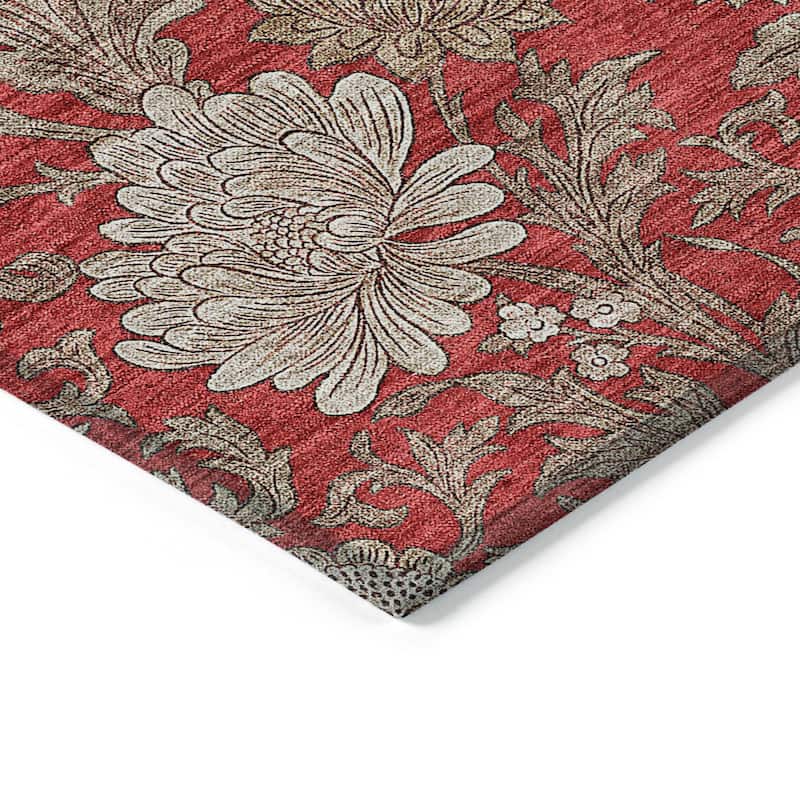 Machine Washable Indoor/ Outdoor Chantille Floral Rug