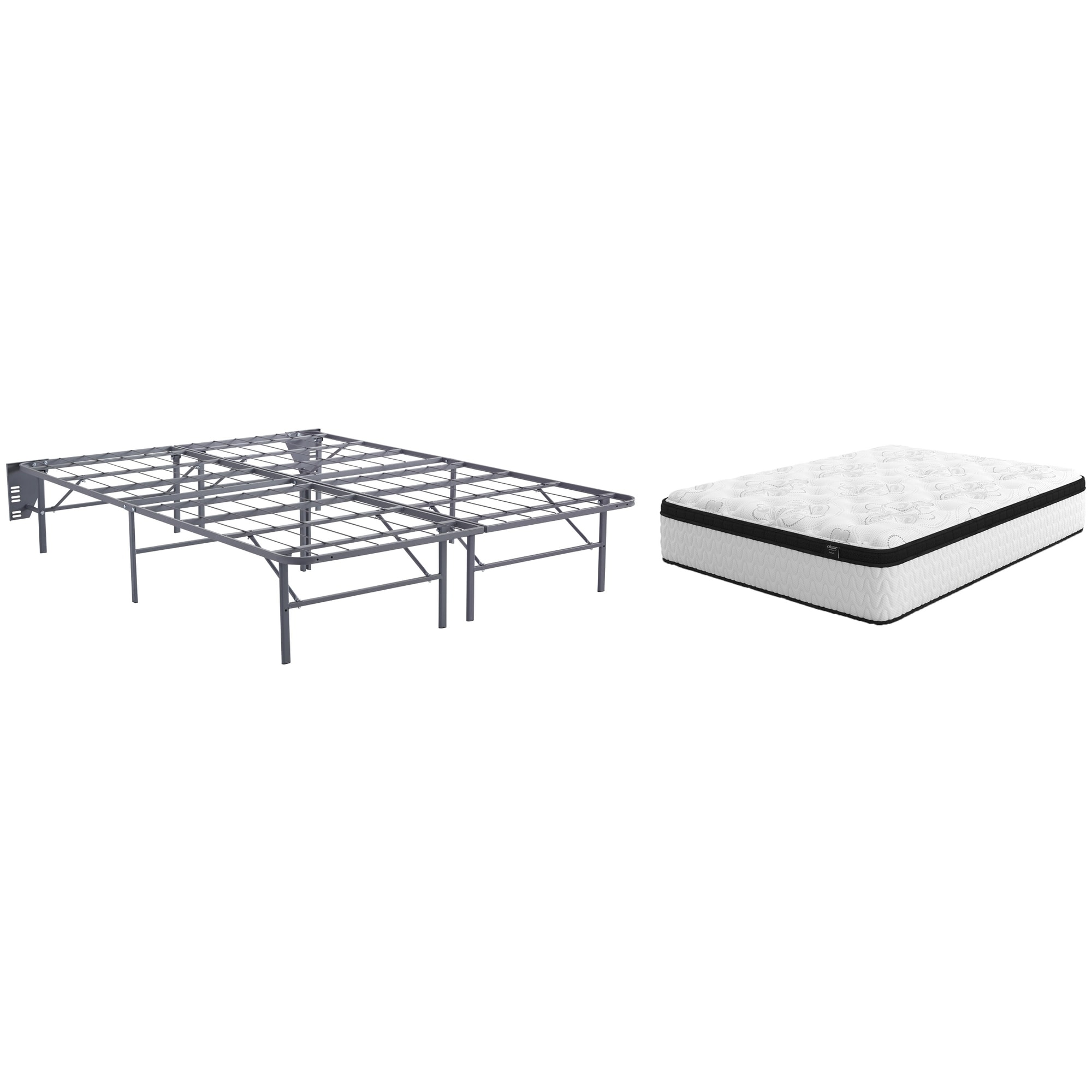 Signature Design by Ashley Chime 12 Inch Hybrid Black/White 2-Piece Mattress Package