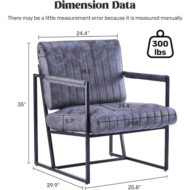 Upholstered Accent Chair with Sturdy Rust-Resistant Metal Framel Arm Chair Outdoor and Indoor Use Reading Chair