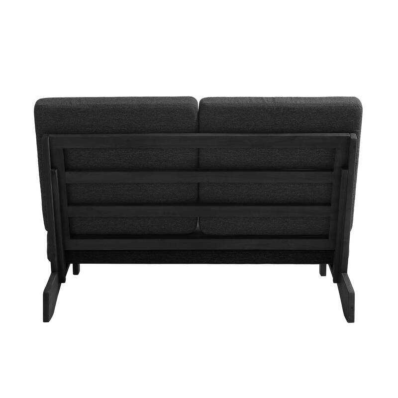 Outdoor Teak Wood Waterproof Armless Chair Loveseat with Cushions