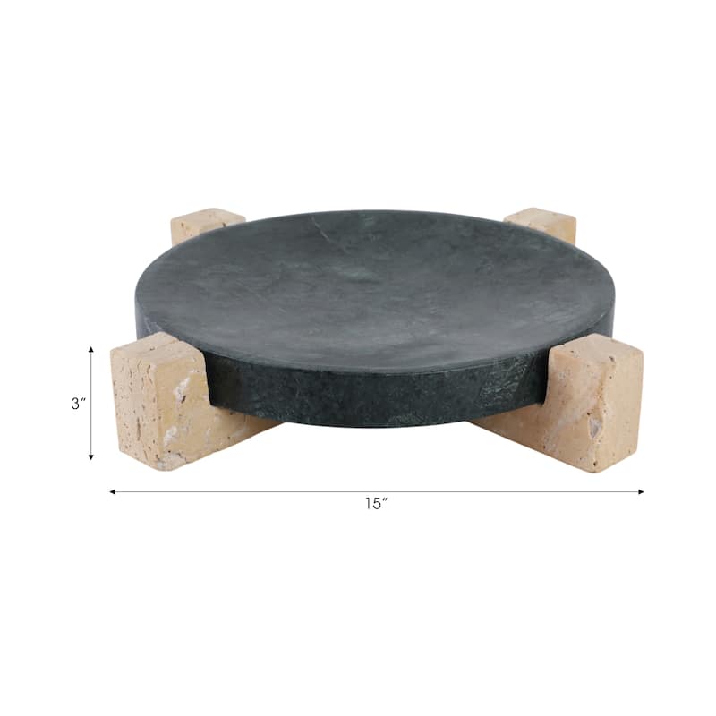 Marble Stone Decorative Tray Geometric Base Sleek Glam Modern