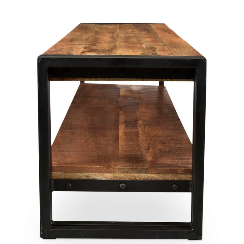 Handmade Timbergirl Reclaimed Wood and Metal Bench with Shelf (India) - 60"