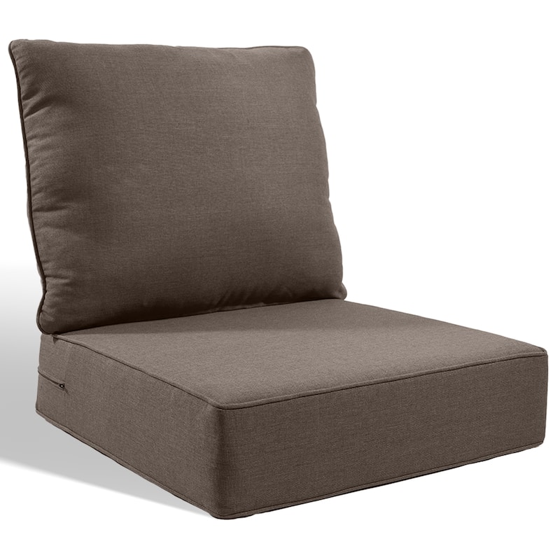 Pocassy 24x24x6 Inch Thick Cushions Pillows Set Indoor Outdoor Deep Seat Water & Fade Resistant - Grey Cushion - 1 Set Seat & Back Cushion