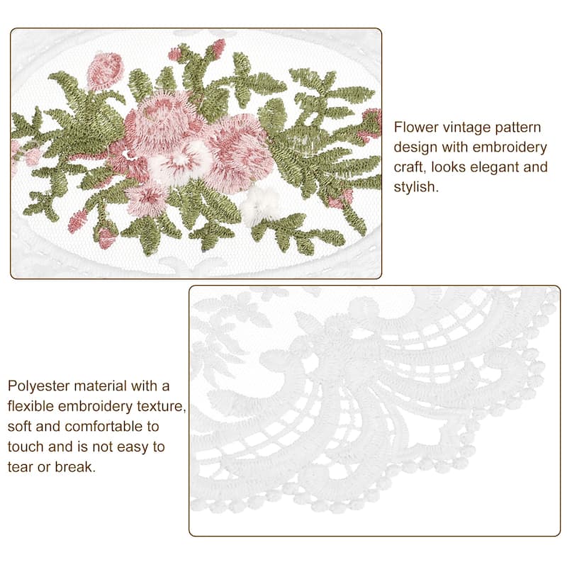 2Pack 12x16in Retro Lace Placemat Oval French Crochet Doilies Coasters - 12x16-in