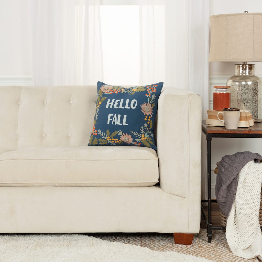 Rizzy Home Hello Fall Embroidered Throw Pillow