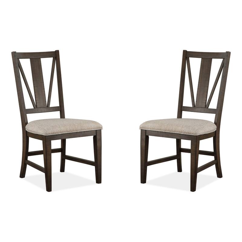 Magnussen Home Westley Falls Graphite Upholstered Side Chair Two Pack - 19.75''W x 23.25''D x 40''H - Set of 2 - 19.75''W x 23.25''D x 40''H - Graphite - Dining Height