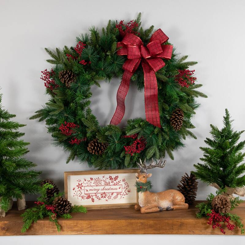 Rosemary Emerald Angel Pine Artificial Christmas Wreath 30-Inch, Unlit