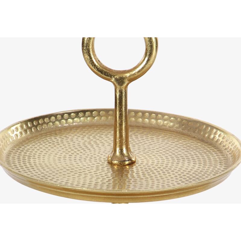 Aluminum Metal 3 Level Tiered Server - Gold - Roche River Decor - 17"W x 17"L x 23"H