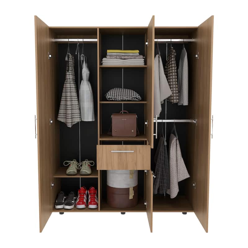 Bariloche 70" High Four- Door, One Drawer Armoire Natural Oak - N/A