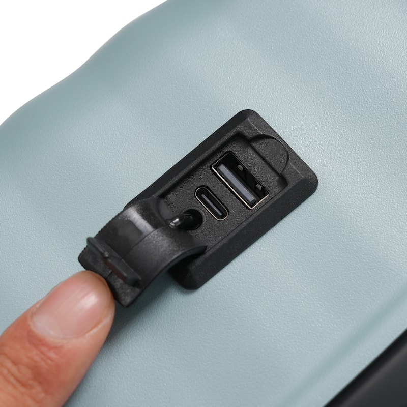 5 Piece ABS Hardside Lightweight Expandable Carry on Suitcase with Spinner Wheels TSA Lock USB Port Cup Holder and Toiletry Bag