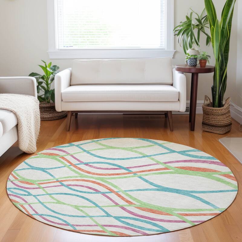 Premium Washable Super Soft Contemporary Dickerson Mayfield Rug - White - 8' x 8'